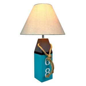 Coastal Blue Buoy Table Lamp 19.5" Nautical Beach Decor with Shade